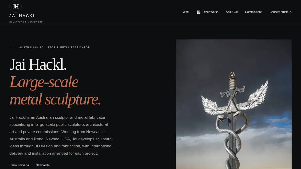 Jai Hackl portfolio and Commission Studio screenshot